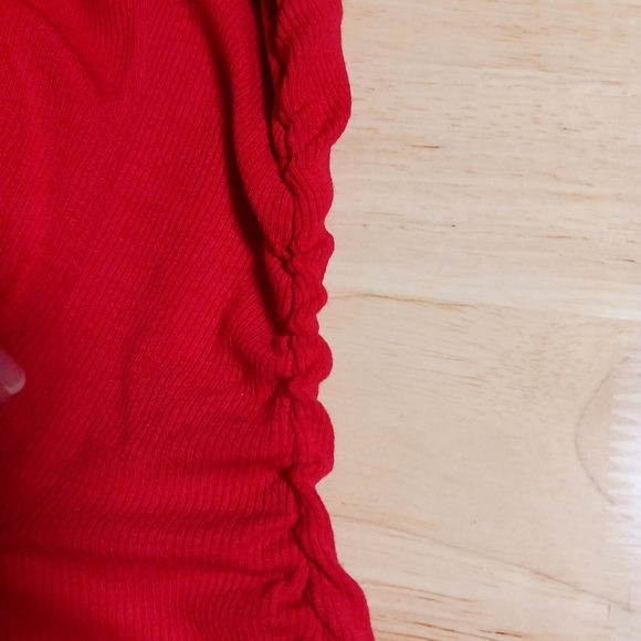 Valentines Day Red Ruched Sides Body Boat Neck Body Con Dress Size Medium - Picture 7 of 9